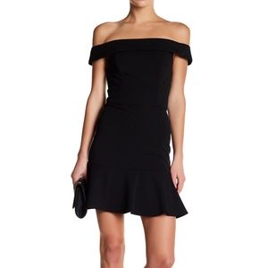Fit and flare off shoulder little black dress